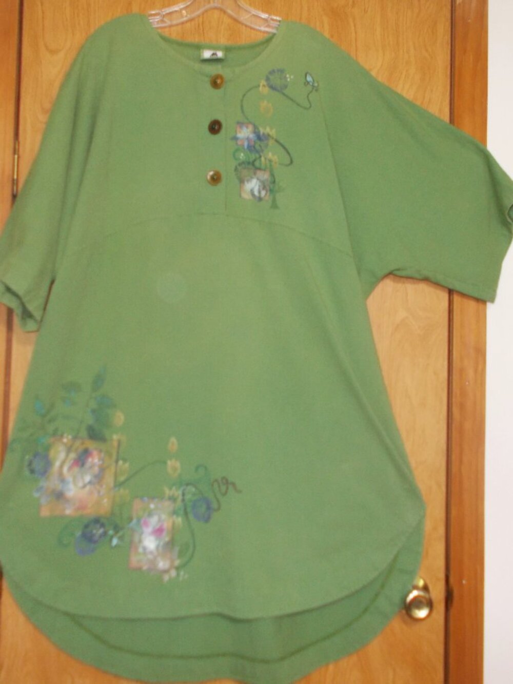Barclay/Blue Fish Dolman Hand-Painted Empire Waist Tunic 2 B60" Exquisite Art